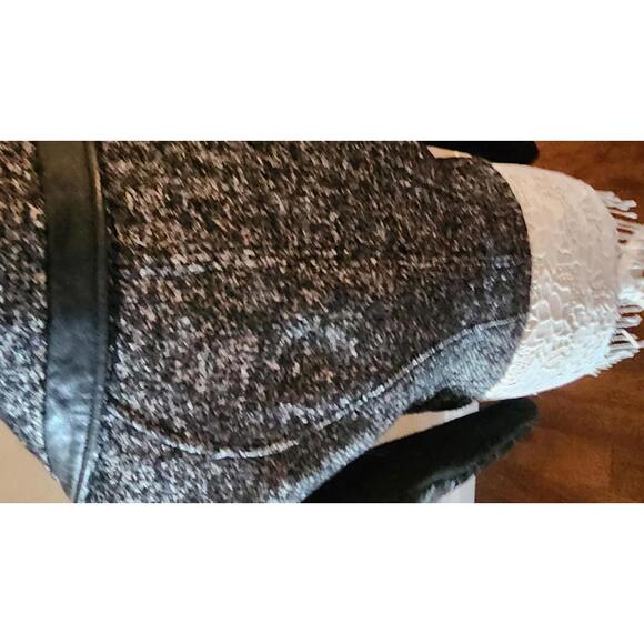 Flawless Unique tweed faux leather wool BCBGMAXAZRIA M coat blazer jacket love - Picture 2 of 8